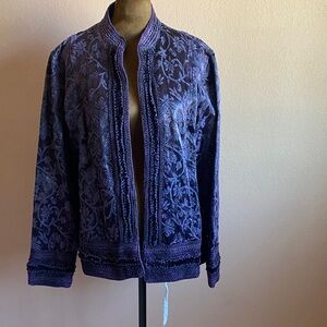 Coldwater Creek Purple Floral Bomber Jacket
